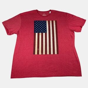 Well Worn Red Shirt American Flag Graphic Tee Patriotic USA Crew Men's Size 2XL